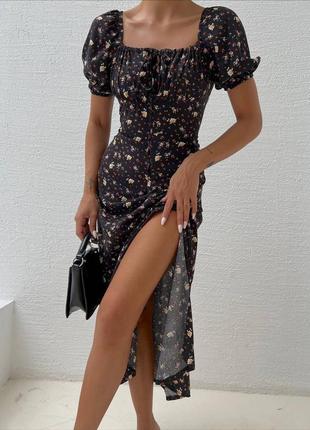 Платье миди с цветочным принтом5 фото