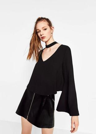 Черная блуза с чекером zara