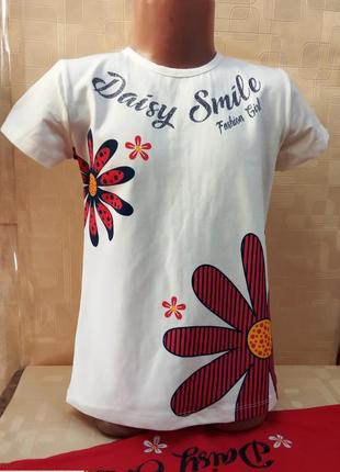 Детский комплект нарядный футболка и бриджи цветы для девочки 6-7 лет2 фото