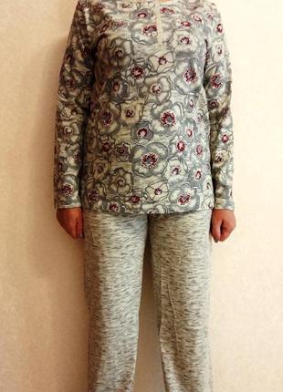 Пижама женская серая трикотаж брюки и кофта 48-52р