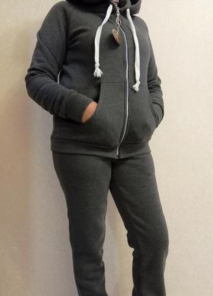 Флисовый спортивный костюм женский серый  48-50р
