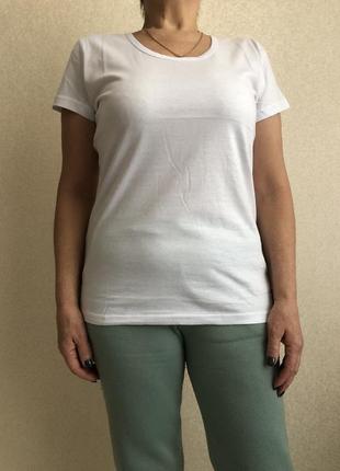 Жіноча футболка біла бавовна 48р2 фото