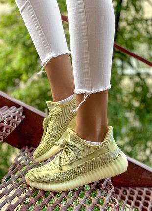 Стильные кроссовки adidas в кислотно салатовом цвете с рефлективом (весна-лето-осень)😍