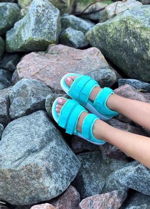 Шикарные женские сандалии adidas в бирюзовом цвете (весна-лето-осень)😍4 фото