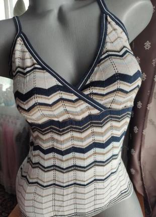 Майка женская, майка с декольте, связанная майка лвтняг