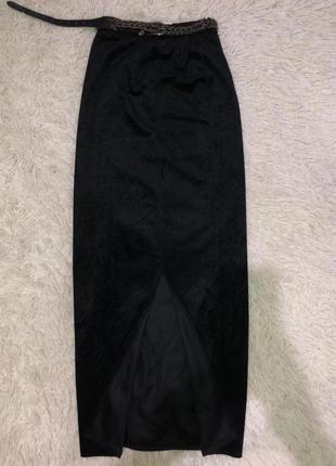 Стильная чёрная юбка в пол велюр /combi mode4 фото