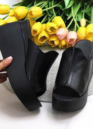 Стильные кожаные женские сабо на платформе ""tasty""" в наличии и под отшив💙💛🏆