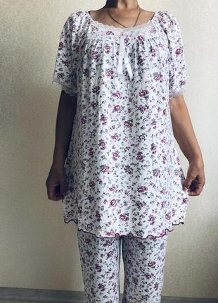 Пижама женская с бриджами хлопок турция  батал  56-60р5 фото