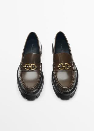 Лоферы massimo dutti кожа