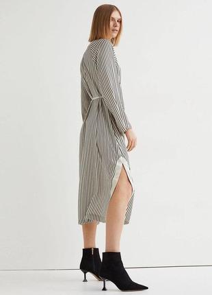 Вільне плаття-сорочка міді в смужку довге плаття3 фото