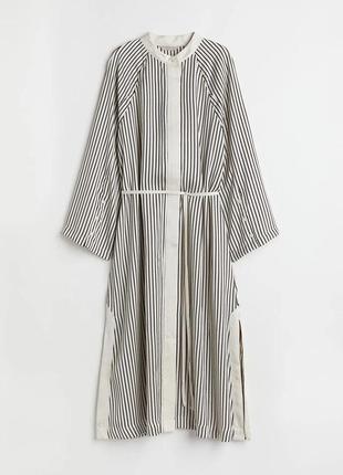 Вільне плаття-сорочка міді в смужку довге плаття5 фото