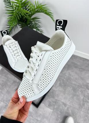 Кеди   chloire, білий, натуральна шкіра з перфорацією