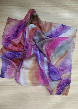 Платок натуральный авторский подписной "цветение сакуры"