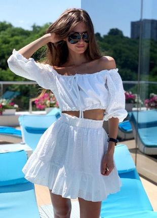 Костюм топ та спідниця з прошви, підкладка стрейч-коттон модель: 181