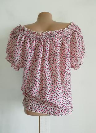 🌹топ открытые плечи в мелкий цветочный принт 🌹 лёгкая блуза3 фото