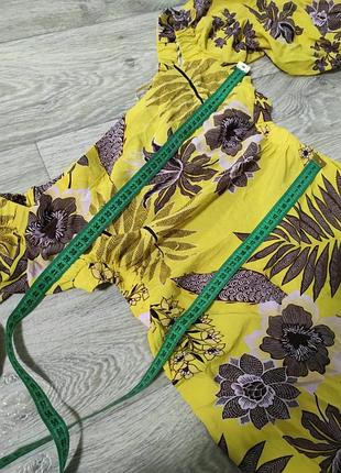 Karen millen жовта сукня плаття з віскози в квітковий прин пальми з відкритою спиною і...