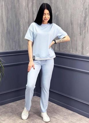 Летний костюм-двойка 46-48 размер. голубой