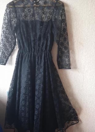 Платье кружевное черное2 фото