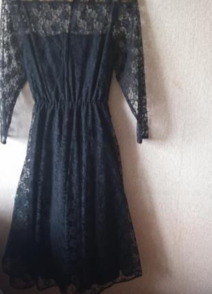 Сукня чорне мереживо миді5 фото