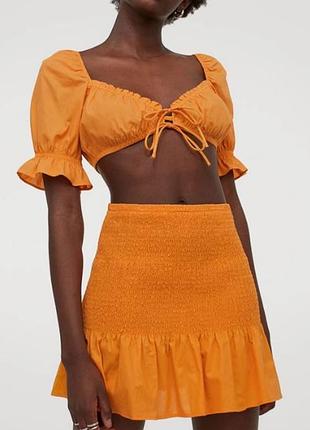 Топ однотонный оранжевый кэжуал фирмы h&m