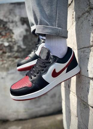 Мужские кроссовки nike air jordan 1 retro low black/burgundy/white найк аир джордан ряд черний/бо4 фото