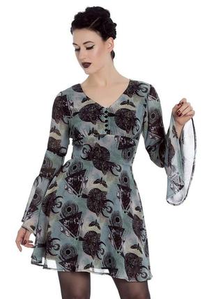 Крута неформальна готична відьомська віканська сукня spin doctor з цікавим принтом