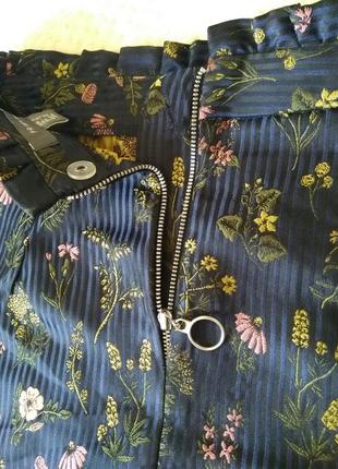 Синяя юбка трапеция в цветочный принт от primark.4 фото