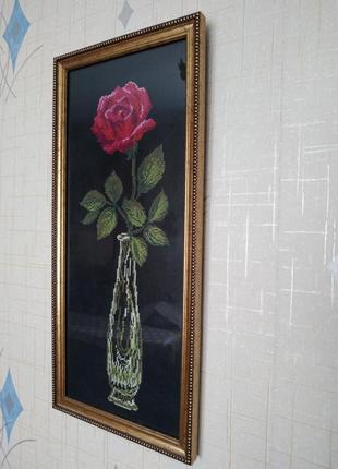 Вишита картина "троянда", вишивка2 фото