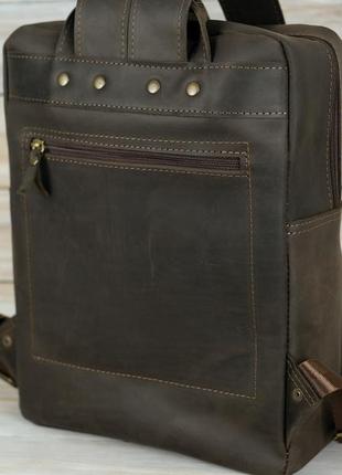 Шкіряний чоловічий рюкзак  №5 натуральна шкіра crazy horse , колір шоколад5 фото