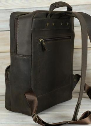 Шкіряний чоловічий рюкзак  №5 натуральна шкіра crazy horse , колір шоколад3 фото
