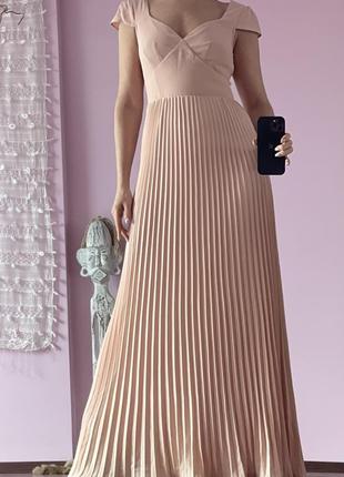 Шикарное вечернее платье, кружевная спинка, юбка плисе. в пол, макси2 фото