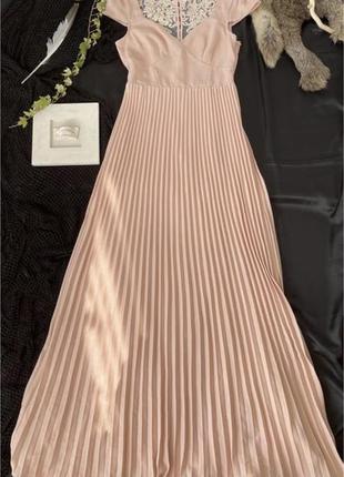 Шикарное вечернее платье, кружевная спинка, юбка плисе. в пол, макси10 фото