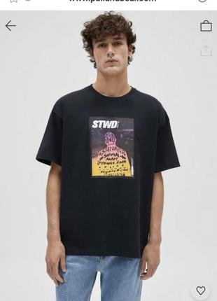 Мужская черная футболка из новой коллекции pull &amp; bear размер s