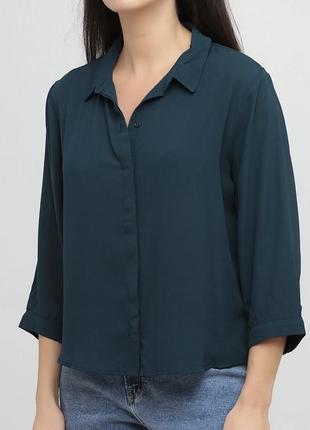 Блузка рубашка темно зеленого кольору monki3 фото