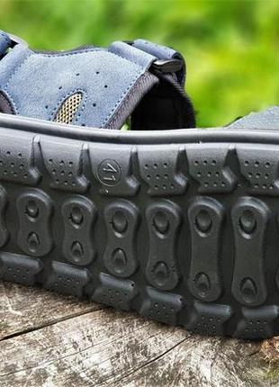 Босоножки сандалии мужские синие на липучках спортивные9 фото