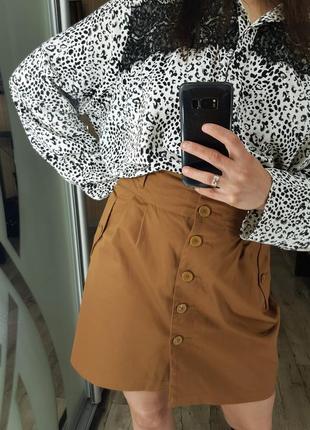 Коттоновая юбка на пуговицах с карманами benetton.8 фото