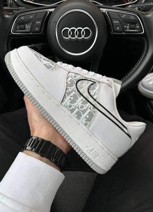 Чоловічі кросівки nike air force 1 x dior white grey5 фото