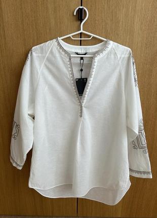 Стильная вышитая блуза massimo dutti, размер s2 фото