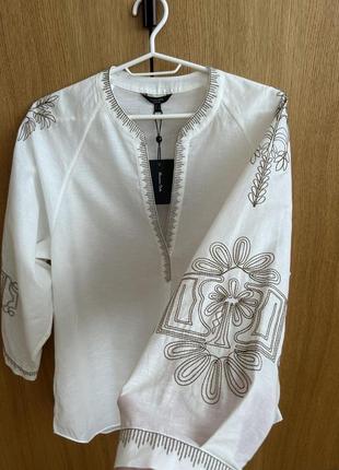 Стильная вышитая блуза massimo dutti, размер s