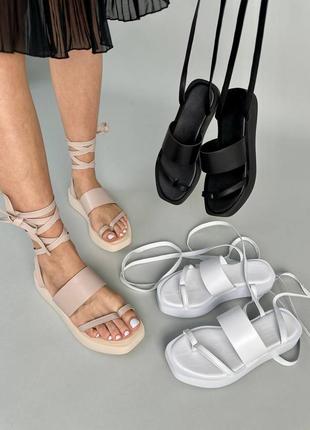 Стильные сандалии, босоножки белые,черные,бежевые кожаные/кожа,женская обувь на лето 2023-2024
