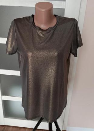 Футболка металлик золотой бронза / топ золотий металік оверсайз