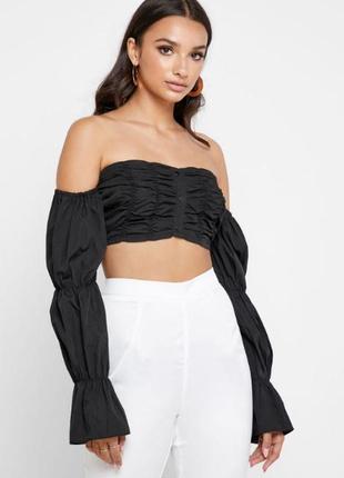 Укороченный топ bardot с рюшами фирмы missguided1 фото