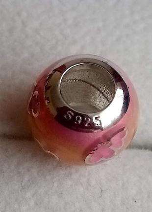 Срібний шарм, намистина для браслета "рожеві мрії"3 фото