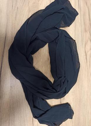 Черный женский тонкий шарф траурный1 фото