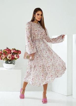 Шифонове плаття на підкладці беж р.44-54