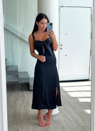Дизайнерська шовкова шкіряна сукня міді хакі чорна3 фото