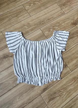 Білий топ у смужку h&m в ідеальному стані