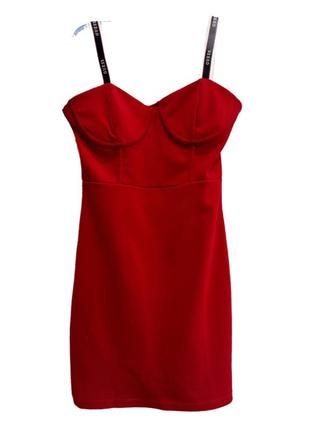 Guees оригинал платье красное со шлейками с лого бренда3 фото