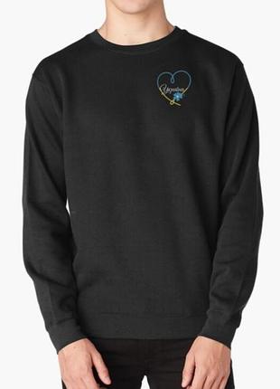 Свитшот толстовка унисекс с патриотическим принтом украина сердце и цветок