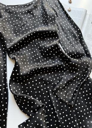 Чорна , сатинова сукня в горох zara3 фото